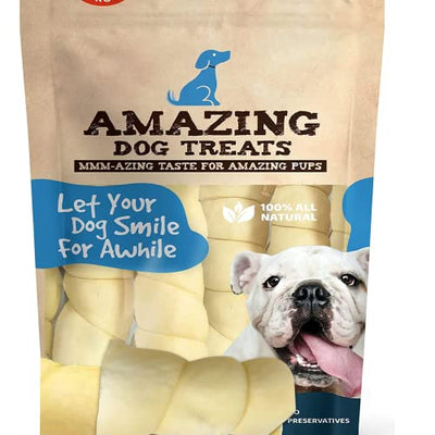 4" Mega Thick Beef Cheek Rolls (6 Count) - Safe Rawhide Alternative Dog Chew Amazing Dog Treats