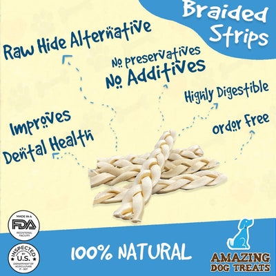 Amazing Dog Treats - 6" Beef Cheek Braids Amazing Dog Treats