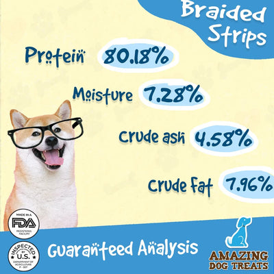 Amazing Dog Treats - 6" Beef Cheek Braids Amazing Dog Treats