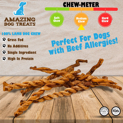 Lamb Bully Sticks Twists - 8-10 Inch Amazing Dog Treats