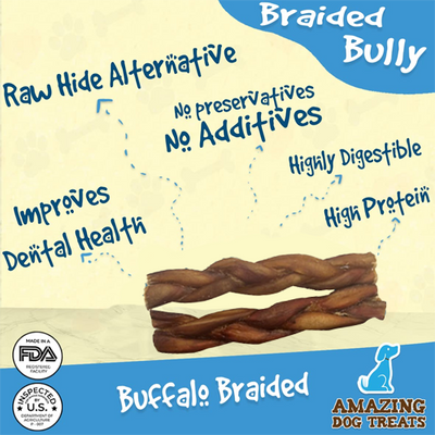 6" Braided Bully Sticks - Bully Sticks For Dogs Amazing Dog Treats