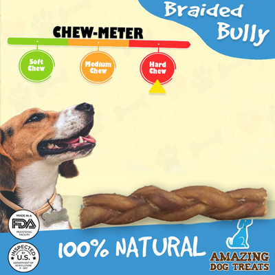 6" Braided Bully Sticks - Bully Sticks For Dogs Amazing Dog Treats