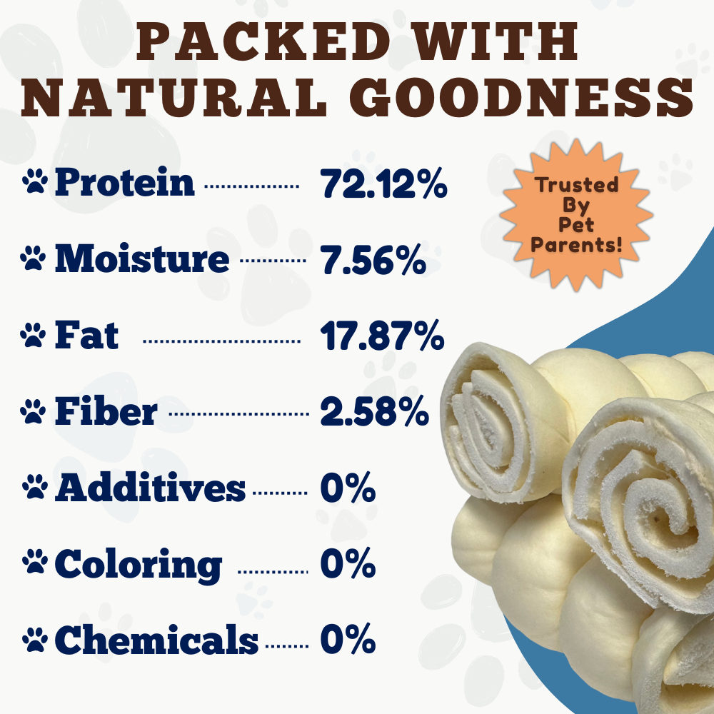 10" Mega Thick Beef Cheek Rolls - Safe Rawhide Alternative Dog Chew Amazing Dog Treats