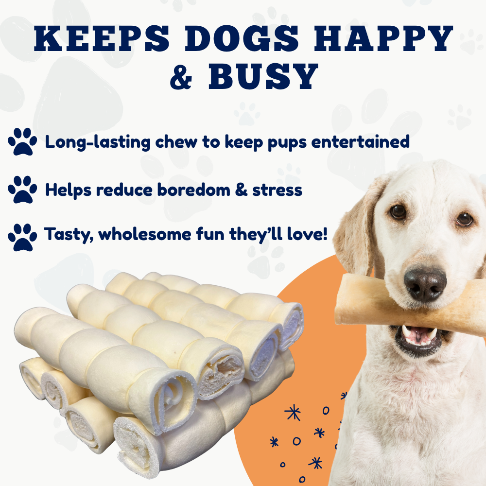 10" Mega Thick Beef Cheek Rolls - Safe Rawhide Alternative Dog Chew Amazing Dog Treats