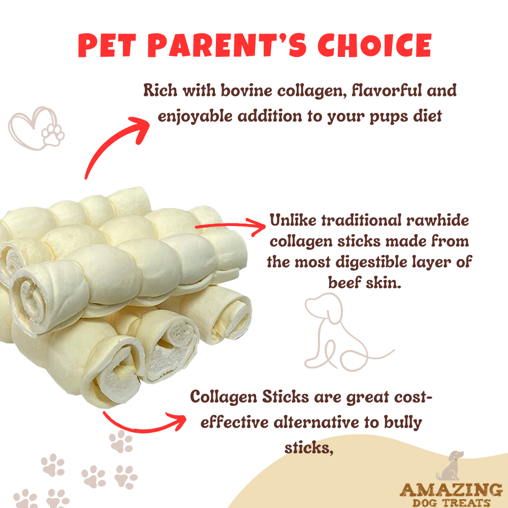 10" Regular Beef Cheek Rolls (4 Count) - Safe Rawhide Alternative Dog Chew Amazing Dog Treats