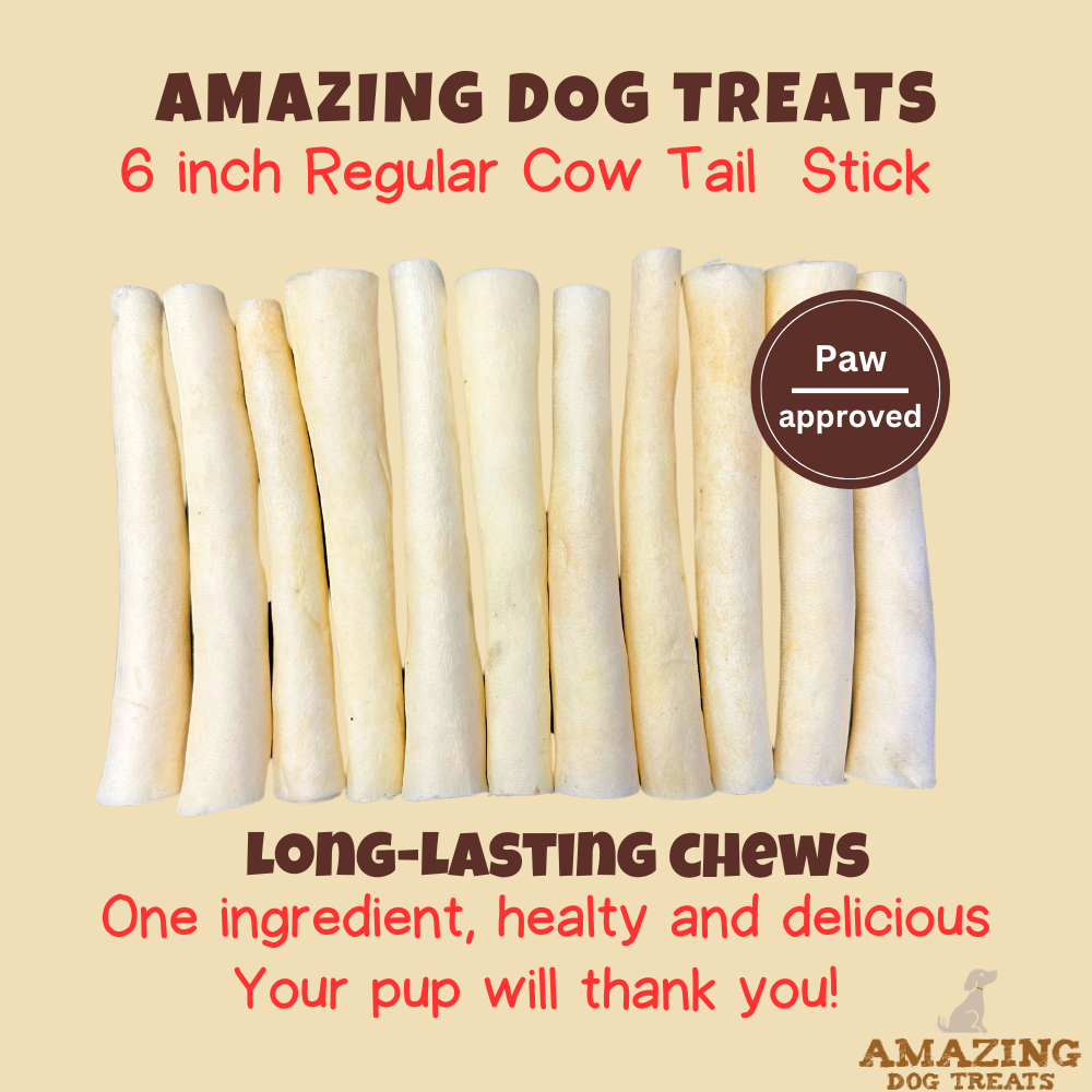 6" Cow Tails for Dogs (Regular, Thick, and Bone) Amazing Dog Treats