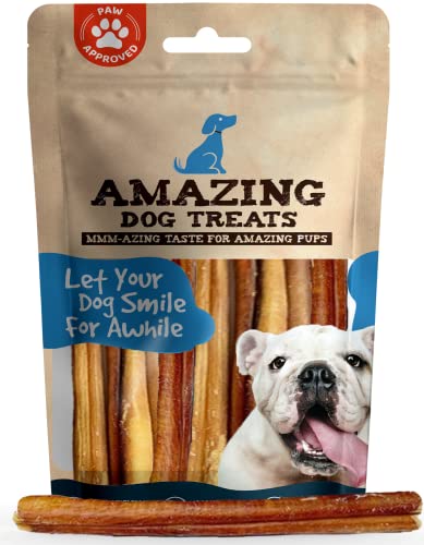 Bully Sticks 6 Inch Regular Size (50 Pcs/Pack) - Premium Bully Stick Dog Chews - Amazing Dog Treats