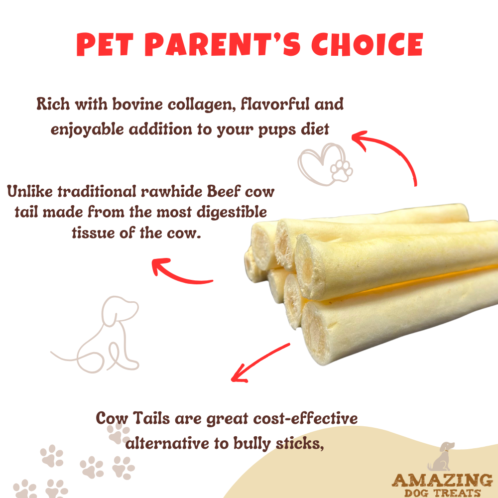 6" Cow Tails for Dogs (Regular, Thick, and Bone) Amazing Dog Treats