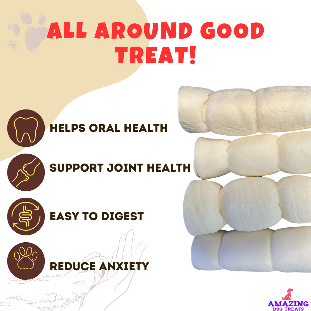 10" Regular Beef Cheek Rolls (4 Count) - Safe Rawhide Alternative Dog Chew Amazing Dog Treats