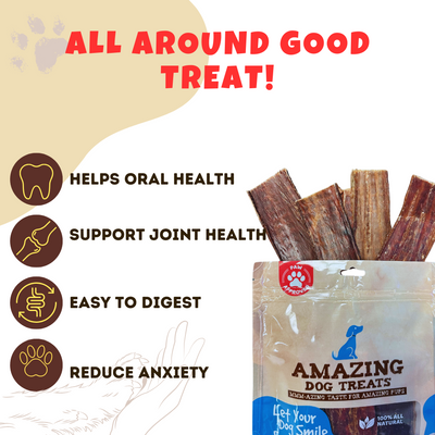 Beef Esophagus Jerky for Dogs (6 Inch ) - Beef Gullet Dog Chews - Beef Esophagus Dog Treats Amazing Dog Treats