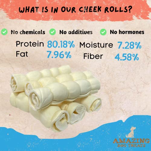 5-6" Mega Thick Beef Cheek Rolls - Safe Rawhide Alternative Dog Chew Amazing Dog Treats