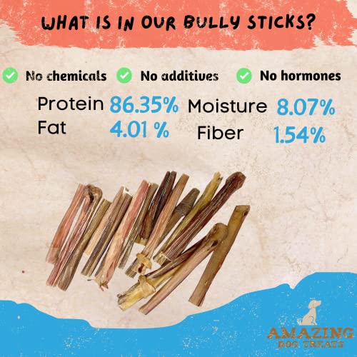 Amazing Dog Treats - Bully Sticks 6 inch Regular Size 40 PcsPack - Premium Bully Stick Dog Chews - Long Lasting Bully Sticks for Dogs - Best Bully