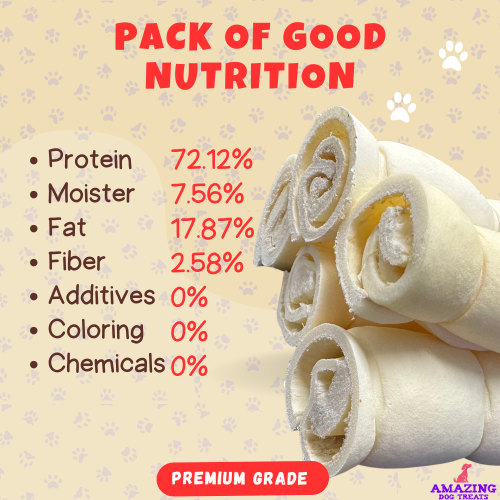 10" Regular Beef Cheek Rolls (4 Count) - Safe Rawhide Alternative Dog Chew Amazing Dog Treats