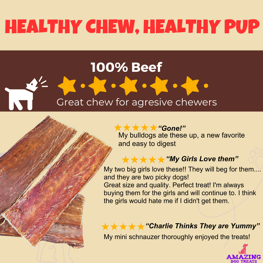 Beef Esophagus Jerky for Dogs (6 Inch ) - Beef Gullet Dog Chews - Beef Esophagus Dog Treats Amazing Dog Treats