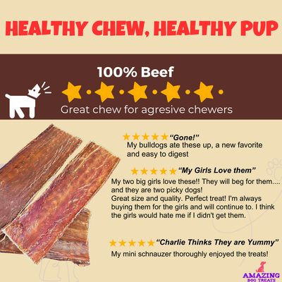 Beef Esophagus Jerky for Dogs (6 Inch ) - Beef Gullet Dog Chews - Beef Esophagus Dog Treats Amazing Dog Treats