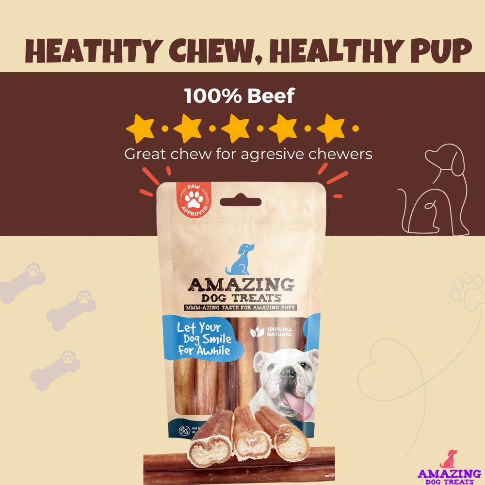 6" Thick Bully Sticks Amazing Dog Treats