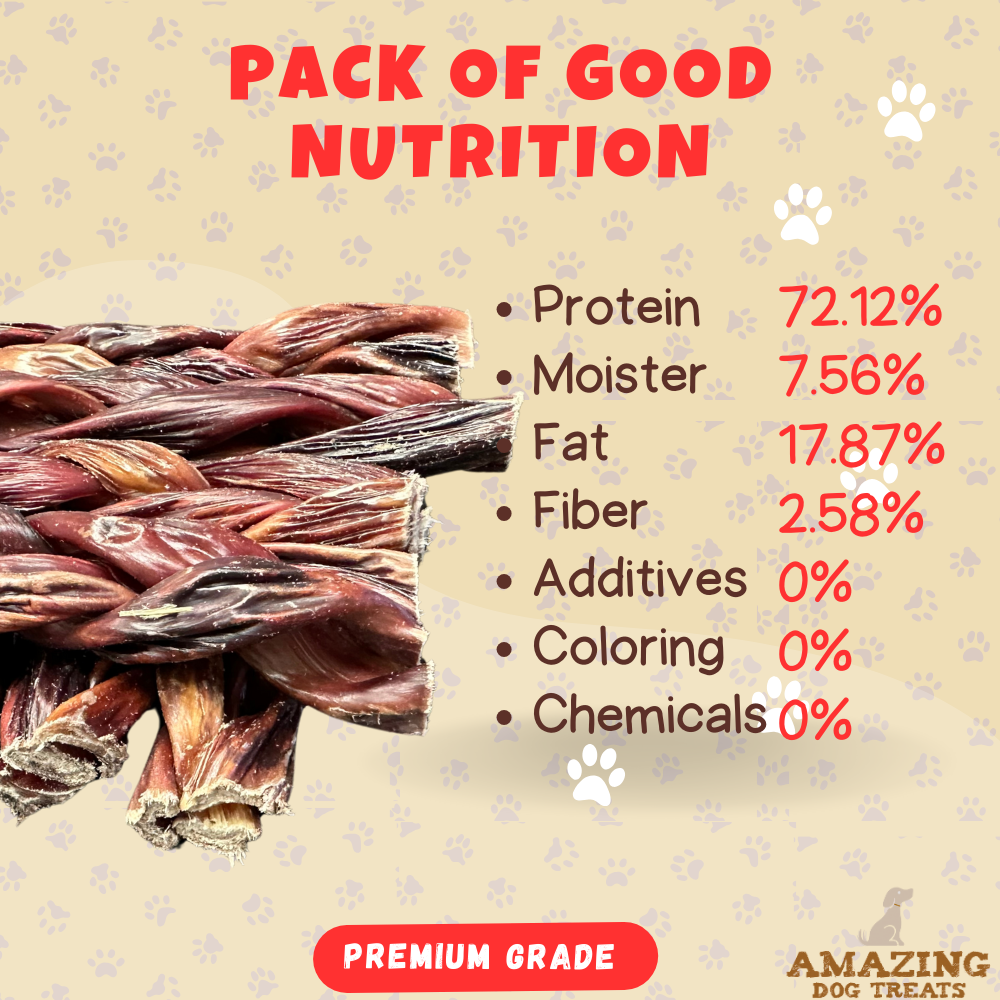 6 Inch Braided Gullet Stick - Dog Jerky Treats - Beef Esophagus - Gullet Sticks For Dogs - Braided Gullet Sticks Dog Chews - Beef Esophagus Dog Treats Amazing Dog Treats