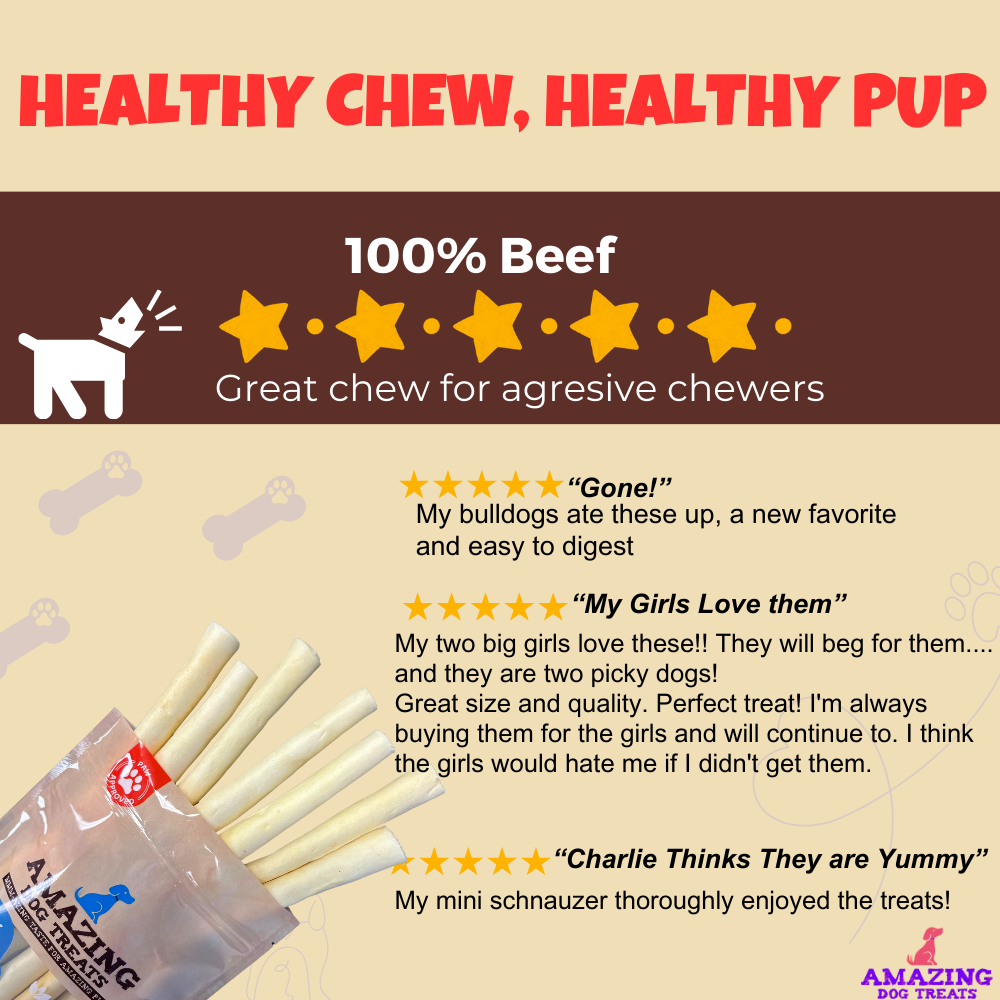 6" Cow Tails for Dogs (Regular, Thick, and Bone) Amazing Dog Treats