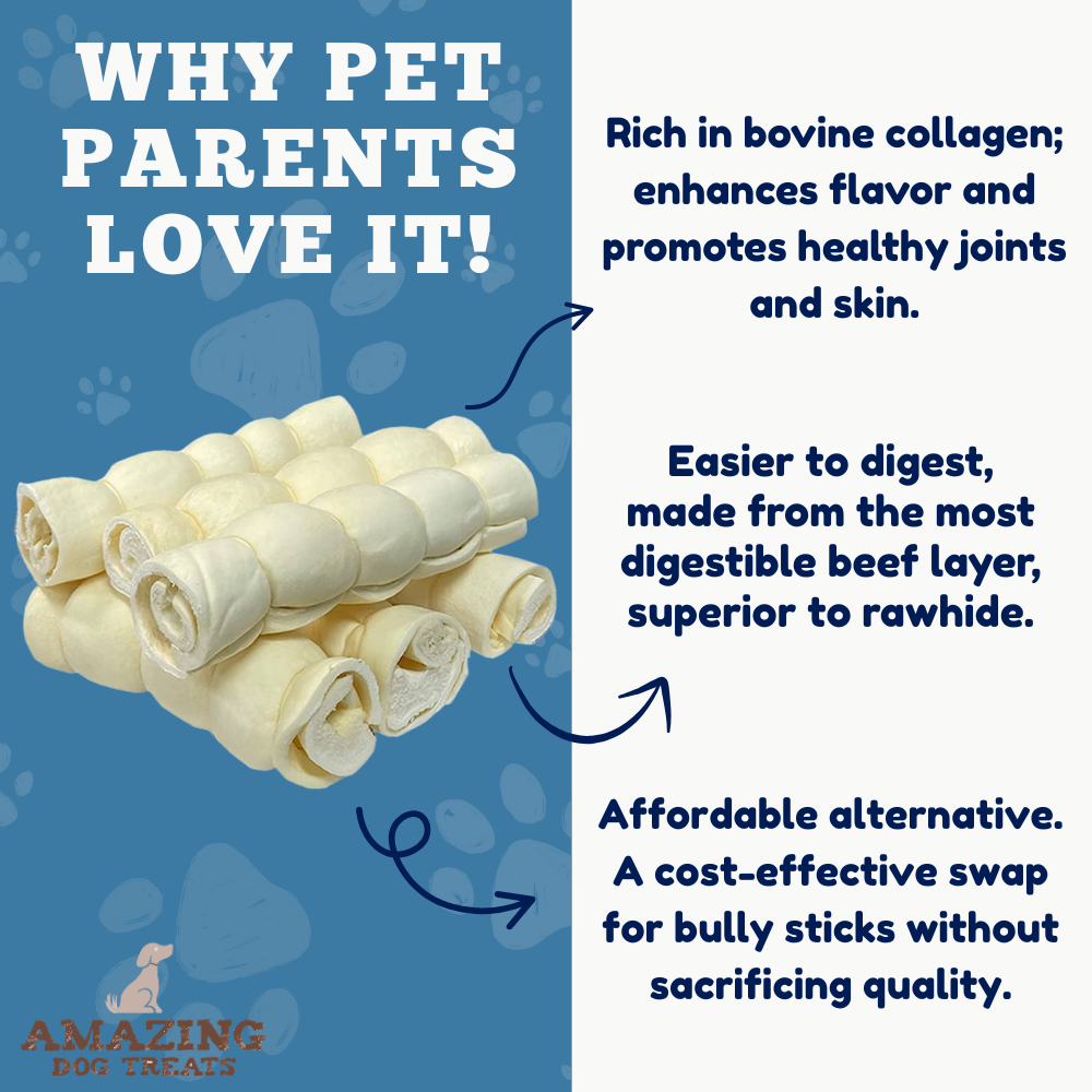 10" Mega Thick Beef Cheek Rolls - Safe Rawhide Alternative Dog Chew Amazing Dog Treats