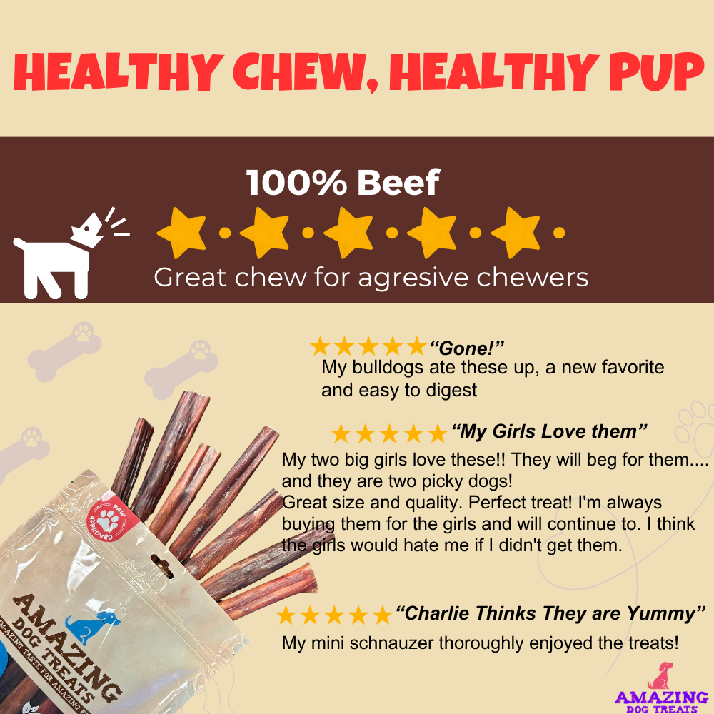 6'' Beef Gullet Sticks Amazing Dog Treats