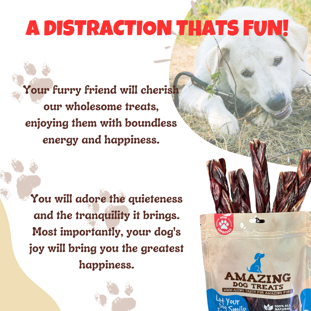 6 Inch Braided Gullet Stick - Dog Jerky Treats - Beef Esophagus - Gullet Sticks For Dogs - Braided Gullet Sticks Dog Chews - Beef Esophagus Dog Treats Amazing Dog Treats