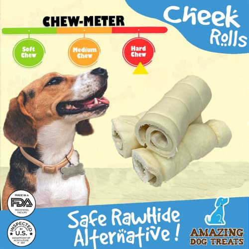 6" Regular Beef Cheek Rolls - Safe Rawhide Alternative Dog Chew Amazing Dog Treats