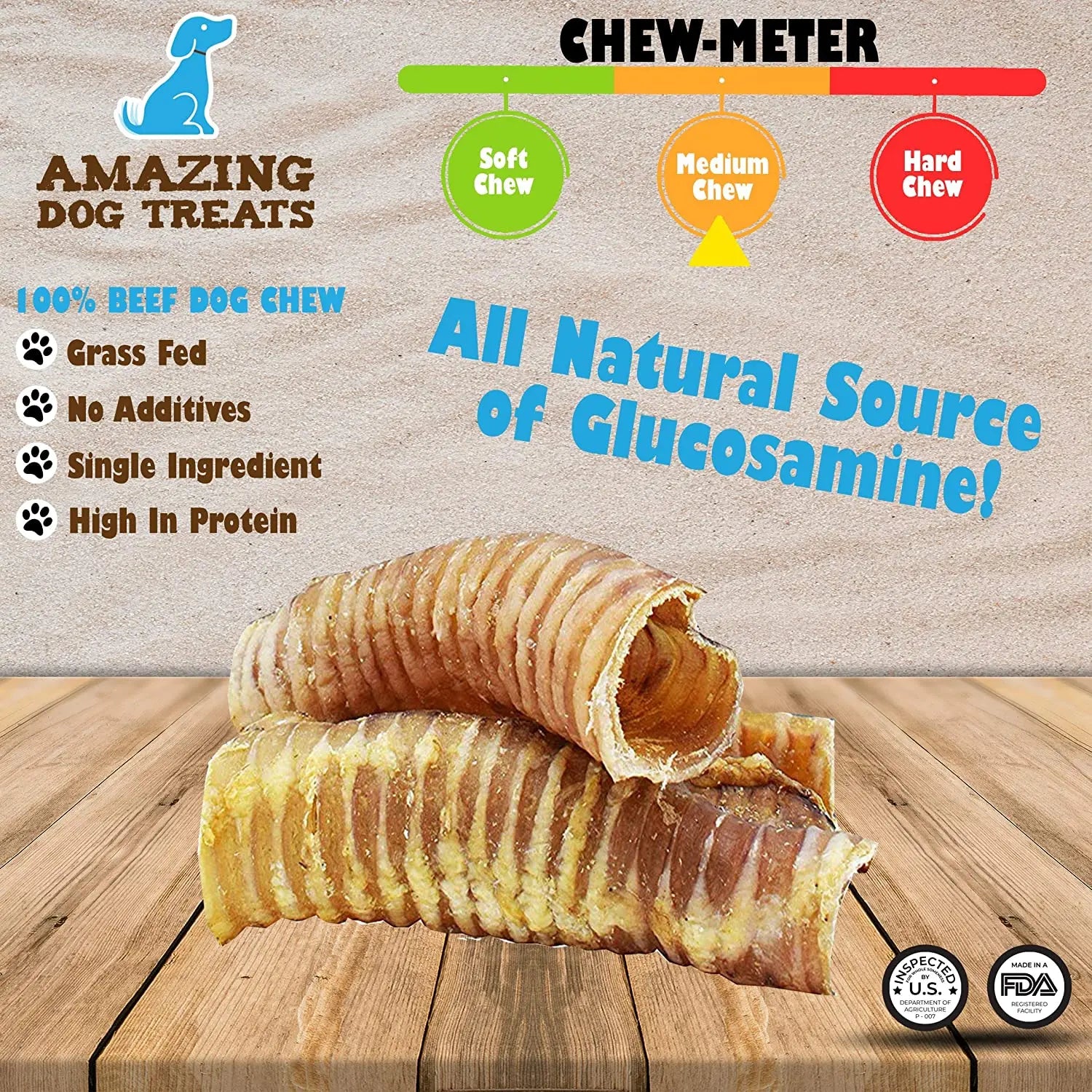 6" Beef Trachea Chews - Amazing Dog Treats