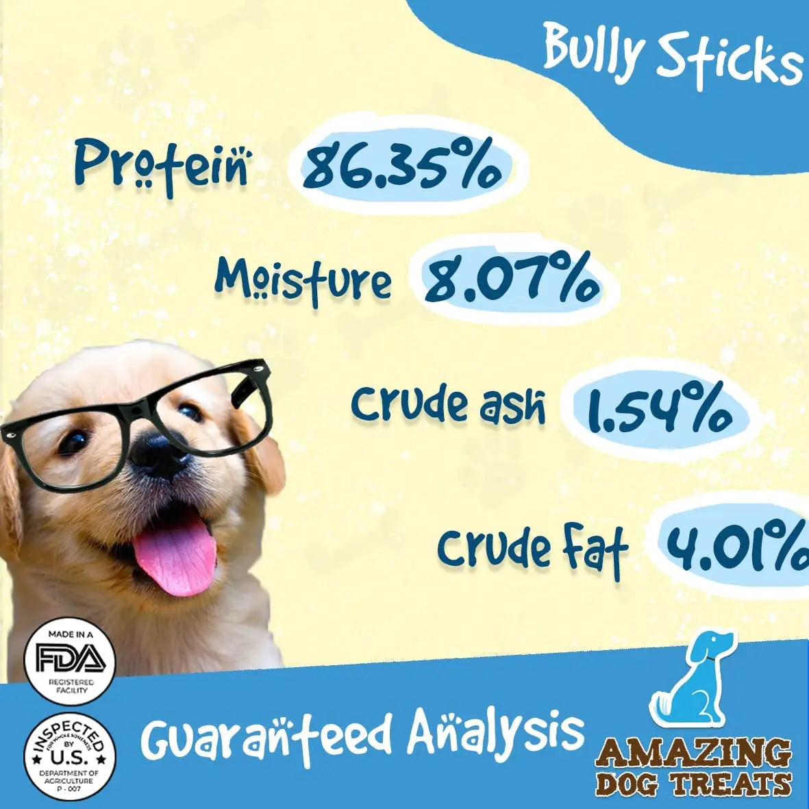 6" Regular Bully Sticks - Rawhide Alternative Dog Chew - Amazing Dog Treats