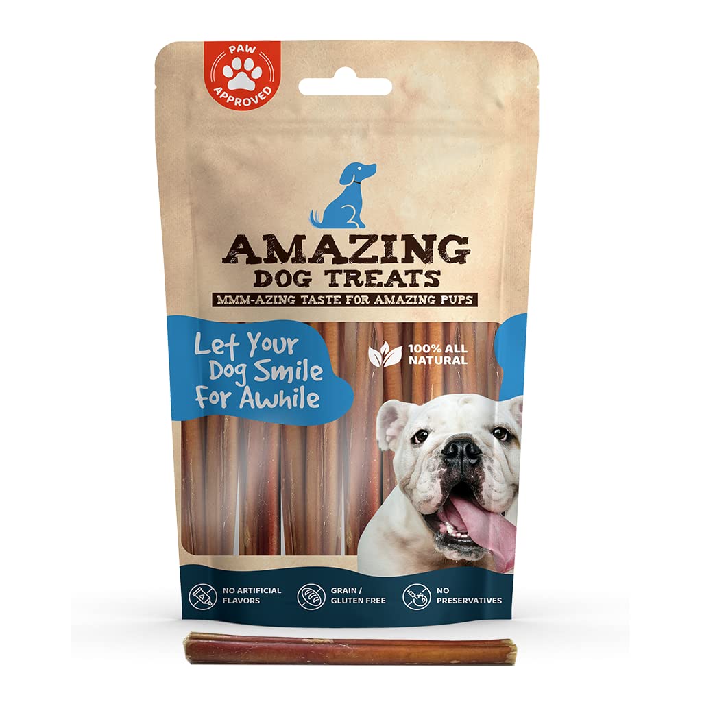 Amazing Dog Treats - 6" Regular Bully Sticks - Rawhide Alternative Dog Chew Amazing Dog Treats