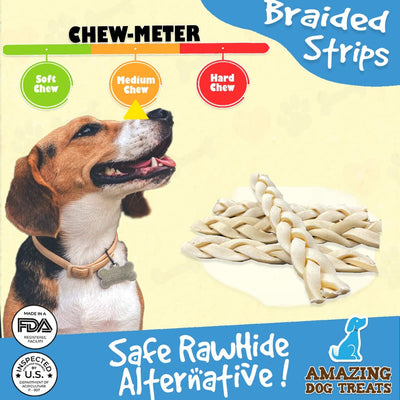 Amazing Dog Treats - 6" Beef Cheek Braids Amazing Dog Treats