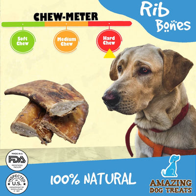 Meaty Smoked Rib Bones - Natural Smoked USA Grass Fed Cattle Rib Bone Amazing Dog Treats