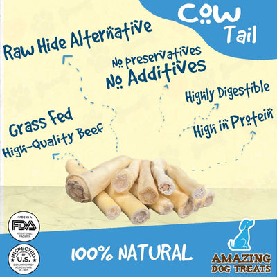 6" Cow Tails for Dogs (Regular, Thick, and Bone) Amazing Dog Treats